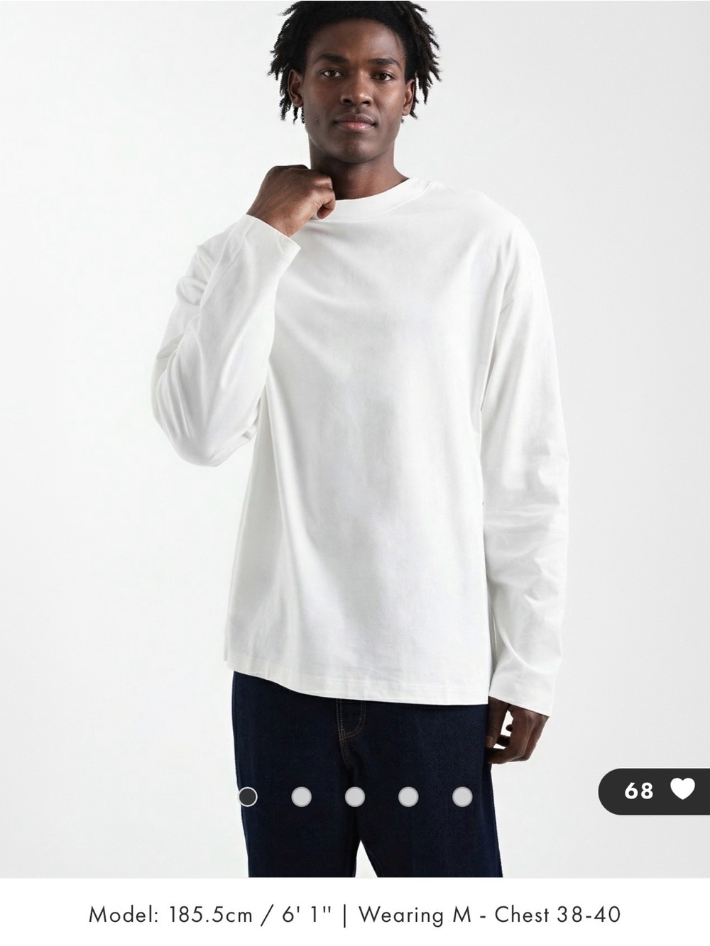 ASOS Design Oversized Long-Sleeve Crewneck Tee/ Color Cream